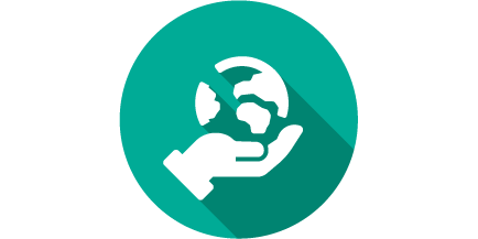 Illustration of hand holding the world