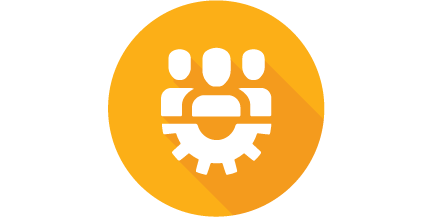 Three people with gears